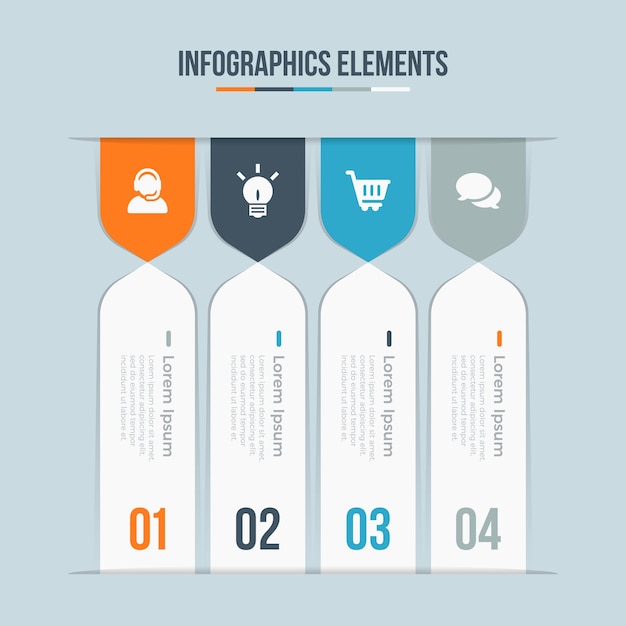 Vector abstract elements of graph, diagram with steps, options, parts or processes