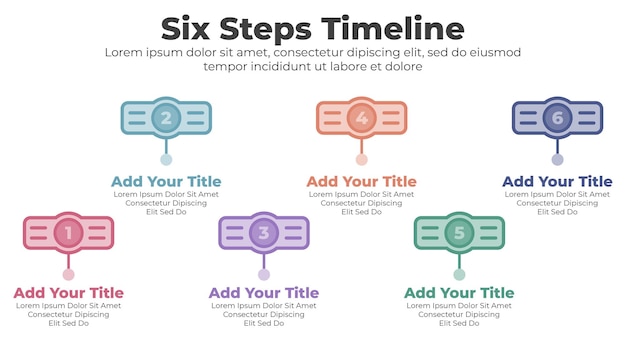 Abstract elements of graph and timeline diagram with 6 steps infographic