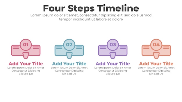 Abstract elements of graph and timeline diagram with four steps infographic