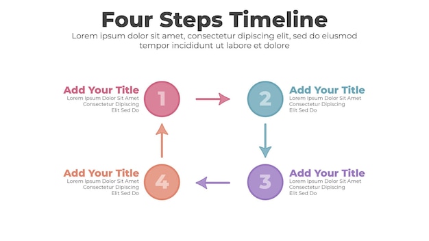 Abstract elements of graph and timeline diagram with four steps infographic