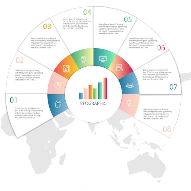 Abstract elements Infographic circle ring shape data vector Template Process concept Step