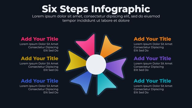 벡터 6단계 인포그래픽이 포함된 그래프 및 다이어그램의 추상 요소