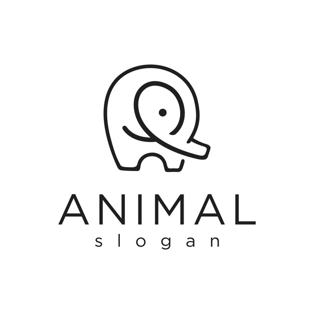 Abstract elephant logo Line art