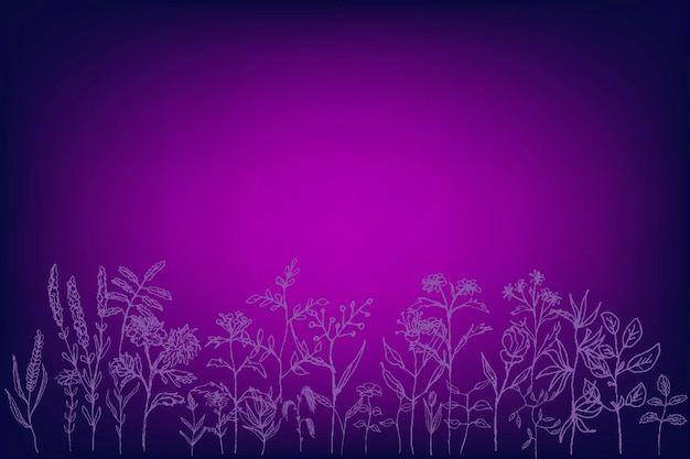 Abstract empty horizontal violet floral background Magenta empty gradient scene for product Wild Flowers Vector illustration