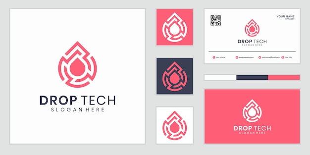 Abstract en digitaal tech waterdruppel logo teken symbool