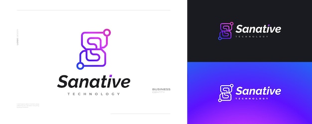 Abstract en modern Letter S Logo-ontwerp met technologieconcept in kleurrijke lijnstijl