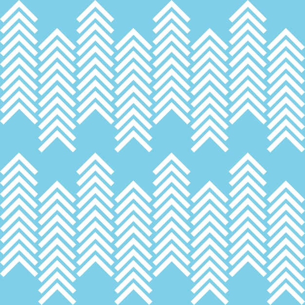 Abstract ethnic geometric seamless pattern. Tribal white arrowhead on blue pastel background vintage