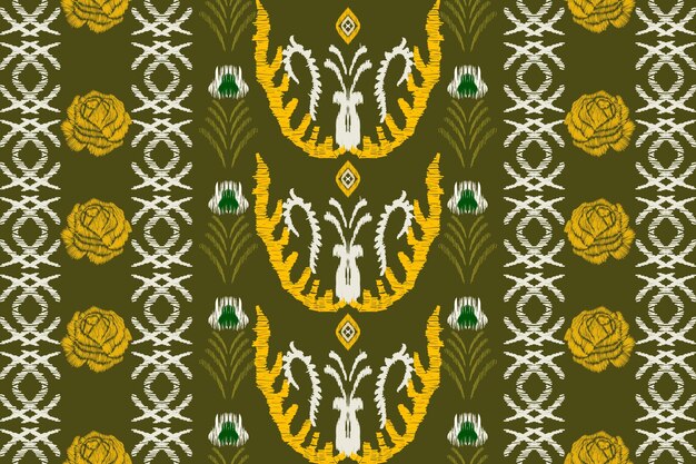 Abstract ethnic ikat background ethnic seamless pattern in tribal fabric mexican style