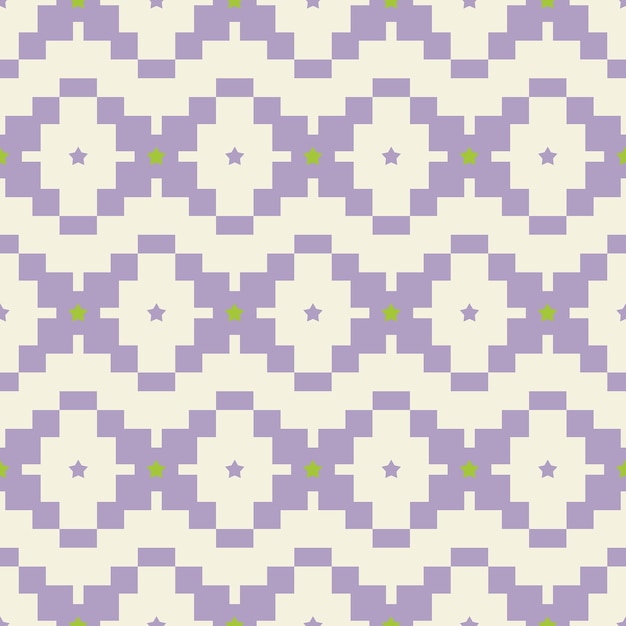 추상 민족 Ikat 스타일 픽셀 기하학적 원활한 패턴 별 사각형 유행 패션 색상