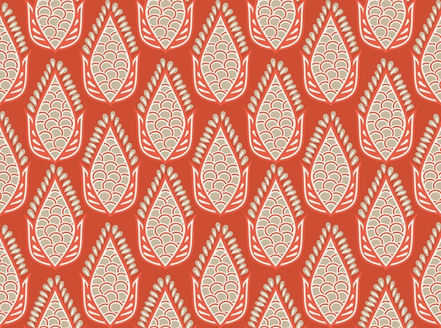 Abstract Ethnic Leaves Seeds Illustration Seamless Vector Pattern Trendy Fashion Colors Perfect