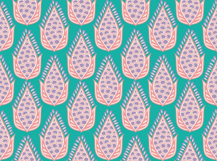 Vector abstract ethnic leaves seeds illustration seamless vector pattern trendy fashion colors perfect
