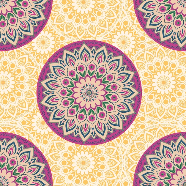 Abstract ethnic mandala seamless pattern