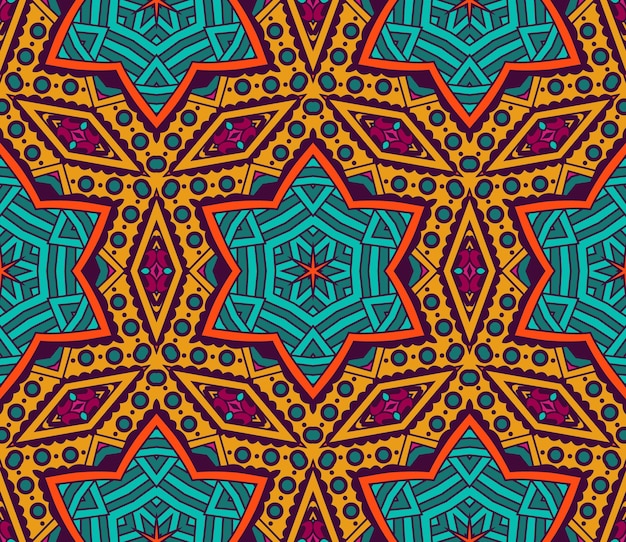 Abstract ethnic tiled seamless geometric star pattern ornamental