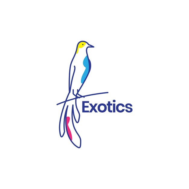 Vector abstract exotisch logo-ontwerp met lange staart