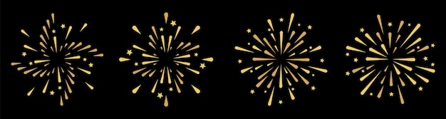 Abstract explosion of fireworks isolated on black background Vector design elements for holiday