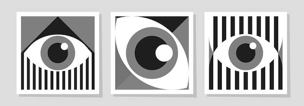 Abstract eyes bauhaus card minimal 20s geometric style