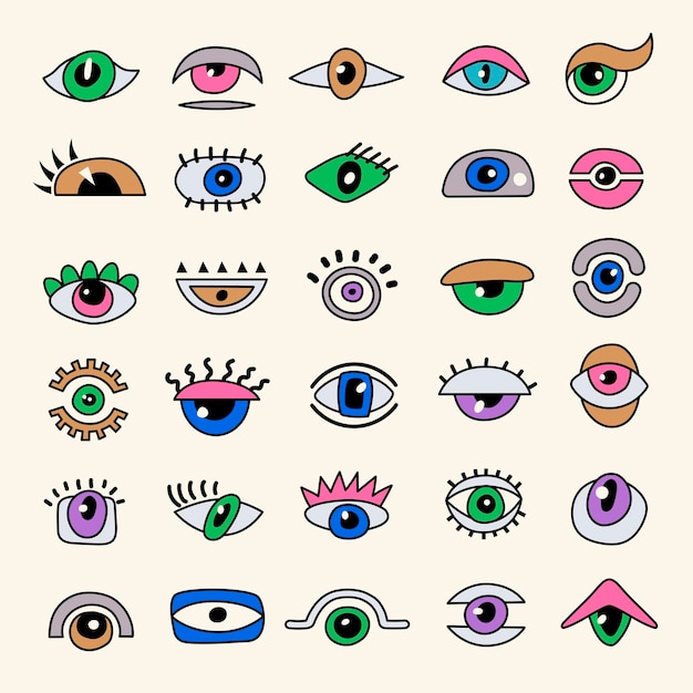 Abstract eyes Colorful optical symbols eyes focused lens recent vector collection set of eye vision symbol icon design illustration