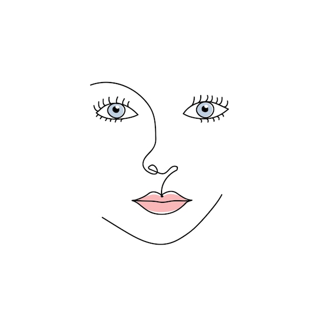 Abstract face one line drawing Doodle Portrait minimalistic style Women's Day