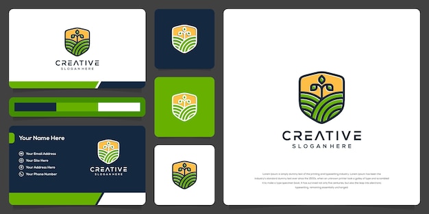 Abstract farm logo template and business card