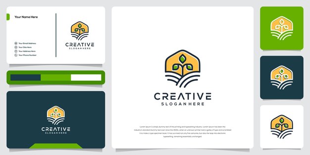 Abstract farm logo template and business card