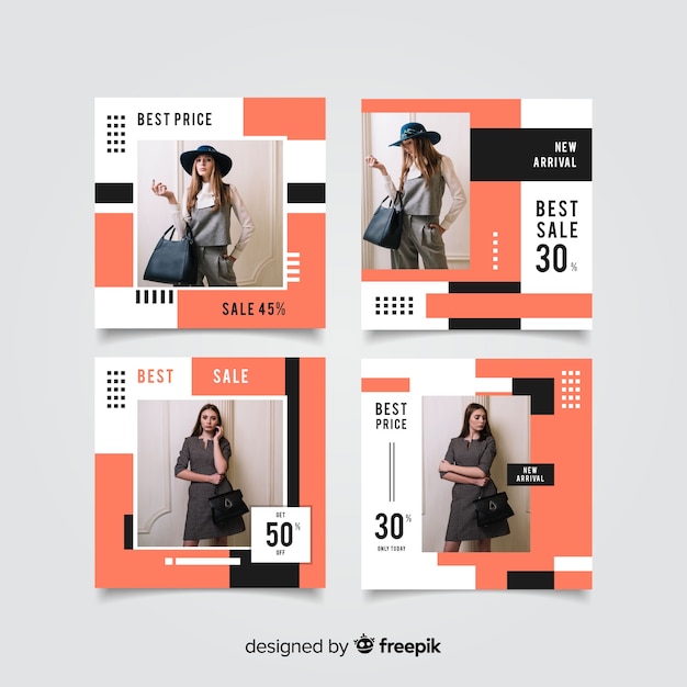 Vector abstract fashion sale instagram post collection