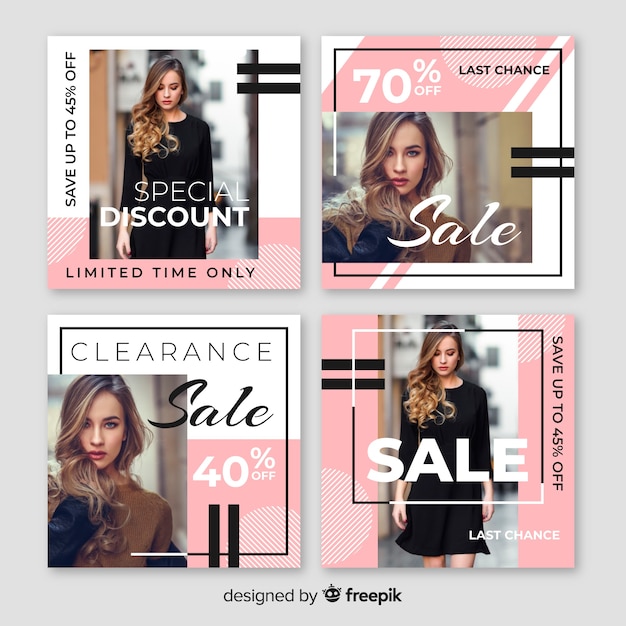 Vector abstract fashion sale instagram post collection