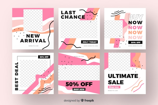 Vector abstract fashion sale instagram post collection