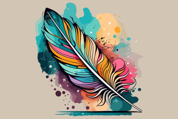 Abstract feathers watercolor style fashion modern art wall vector