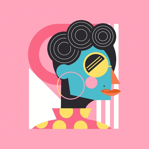 abstract female portrait made of different shapes