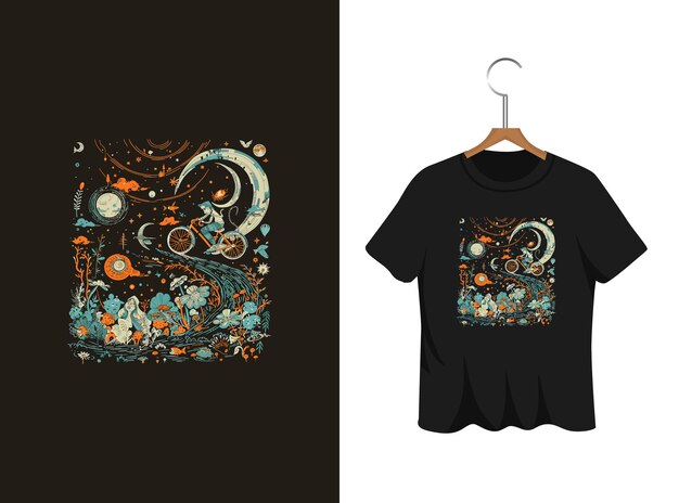 abstract fiets t-shirt ontwerp kunstwerk