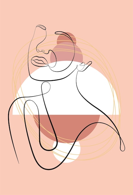 Vector abstract figures minimalistic vector posters portrait of a woman circles squares branches abstraction