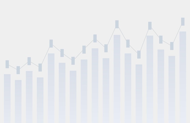 벡터 상승 추세 선 그래프와 촛대 벡터가 있는 추상 금융 차트