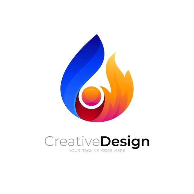 Vector abstract fire design, 3d colorful logos