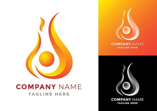 Abstract fire flame company logo design