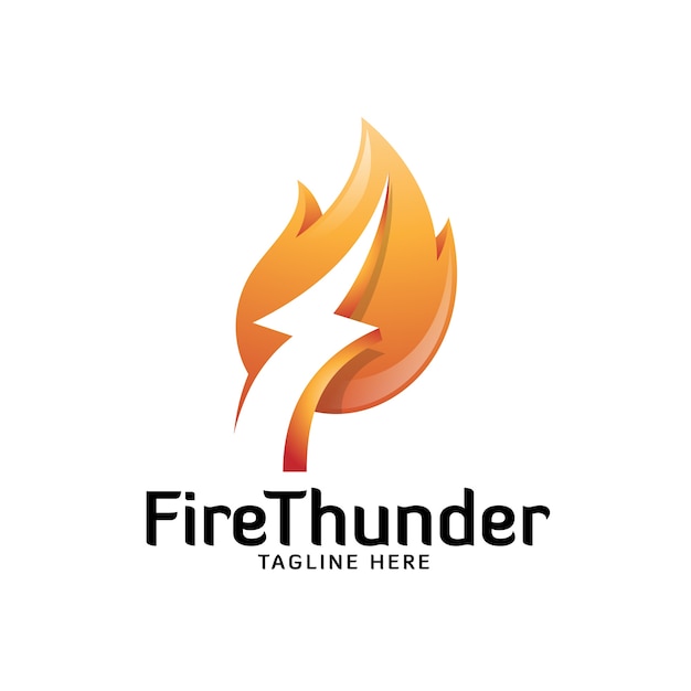 Abstract fire flame and thunder lightning logo