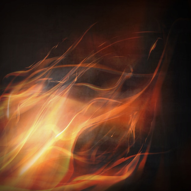ベクトル 黒の背景に抽象的な火の炎。カラフルなイラスト