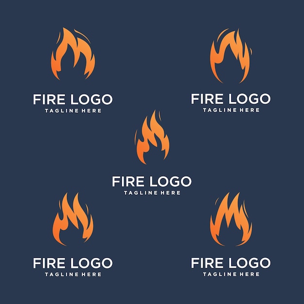 Abstract fire logo collection Premium Vector