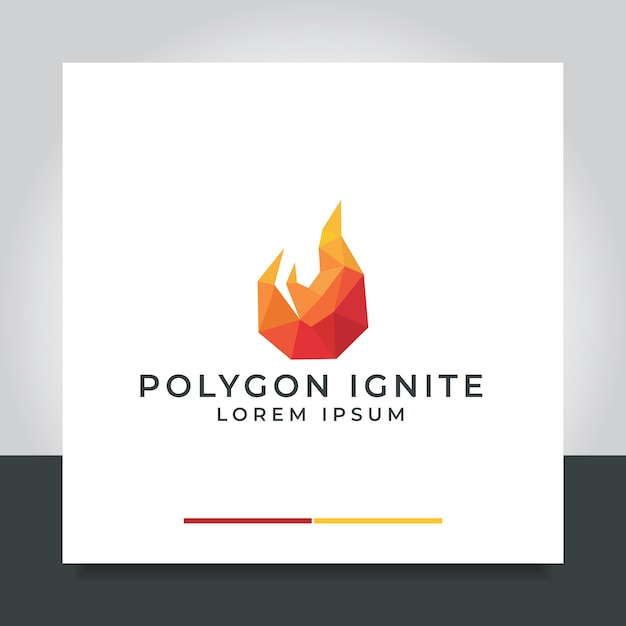 Abstract fire logo design flame bonfire polygon style