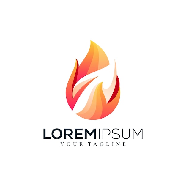 Abstract fire with leaf logo design