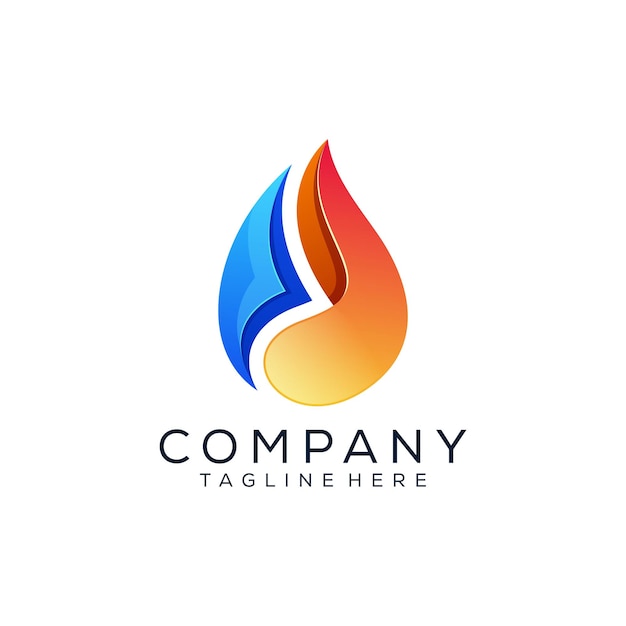 Abstract fire with water logo design