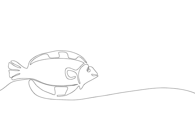 Abstract fish in continuous line art drawing style Minimalist black linear sketch on white