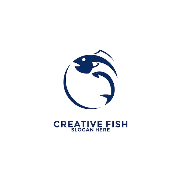 水のベクトルの青いスプラッシュと抽象的な魚アイコン ロゴ