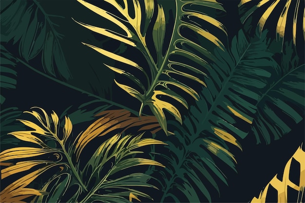 Abstract Flat 2D Monstera Leaf Pattern NatureInspired Art