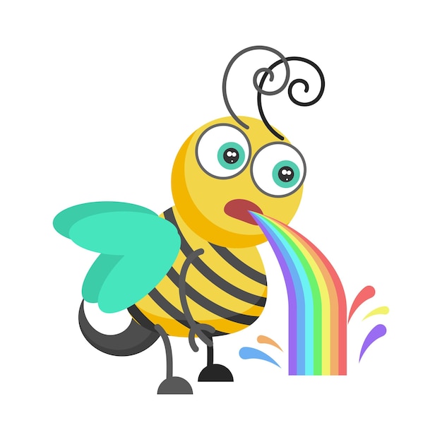 Abstract Flat Cartoon Animal Insect Beetle Bee Fly Honey Yellow Animal Vector Design Style Elements