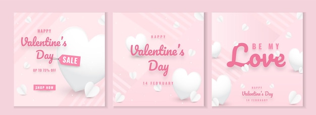 Абстрактный плоский дизайн розовый с днем святого валентина шаблон сообщения instagram