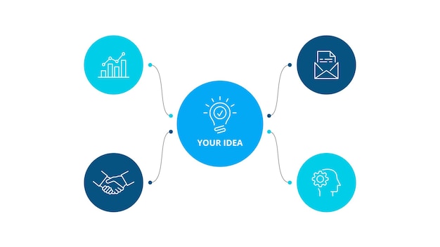 Abstract flat element of cycle diagram with 4 steps, options, parts or processes.