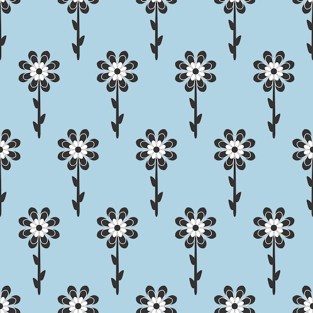 Abstract flat flowers floristic seamless pattern