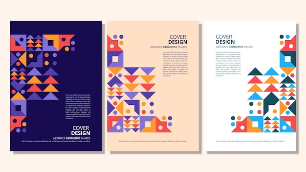 Abstract flat geometric shapes cover design