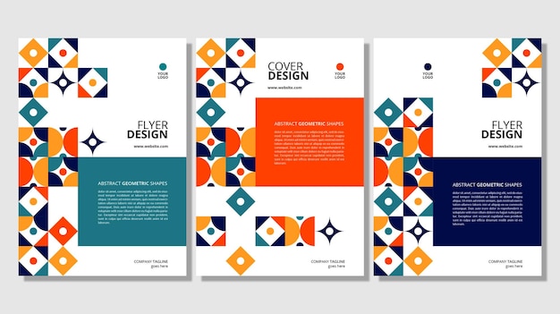 Abstract flat geometric shapes cover design