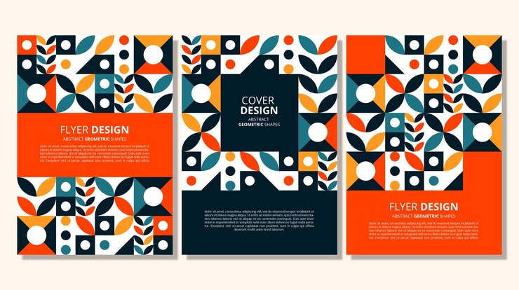 Vector abstract flat geometric shapes cover design
